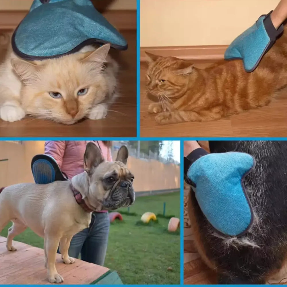 Pet grooming glove brush