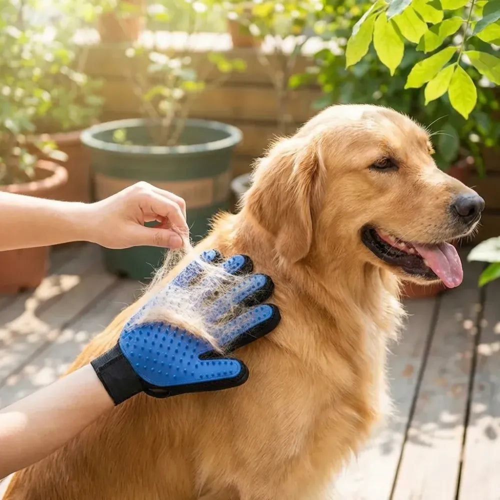 Pet grooming gloves