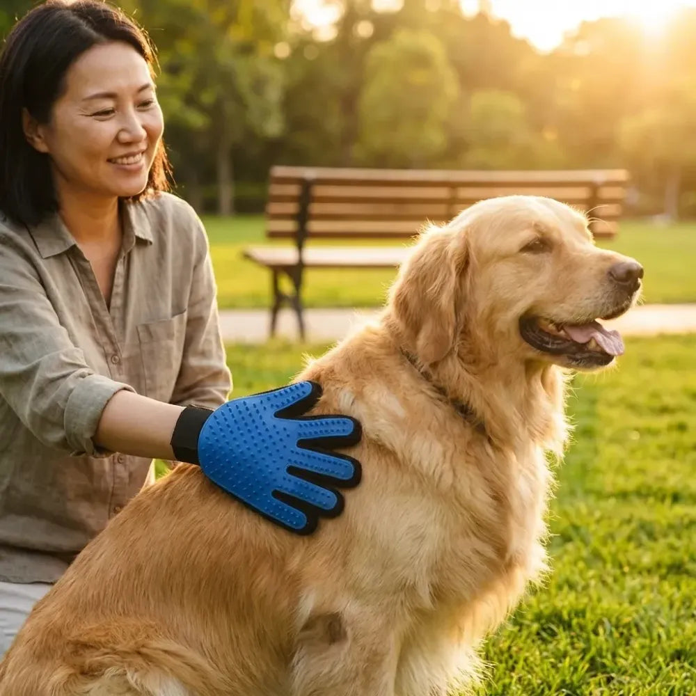 Pet grooming gloves