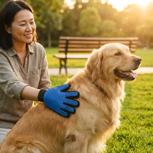 Pet grooming gloves