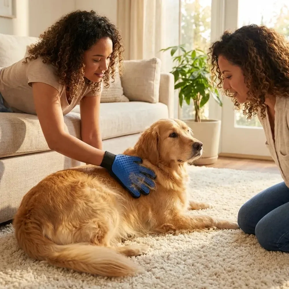 Pet grooming gloves