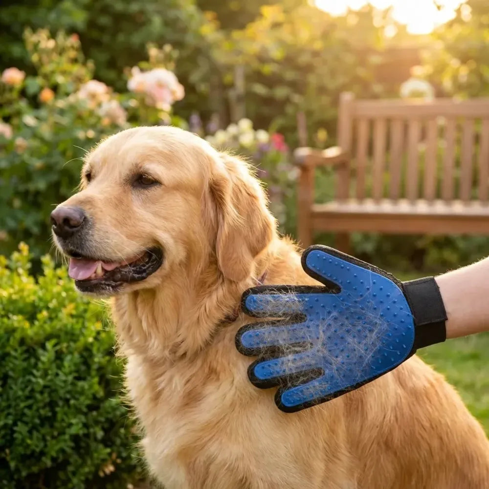 Pet grooming gloves
