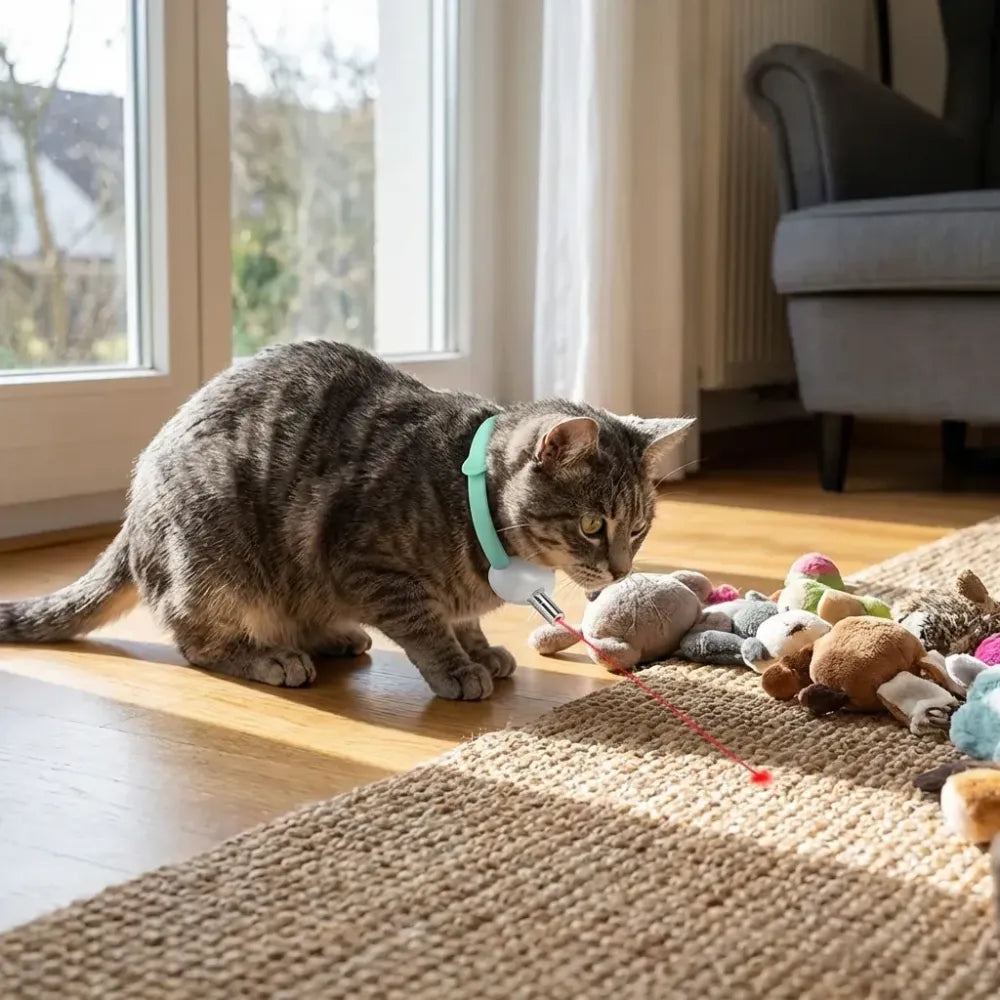 Pet laser collar self teasing toy