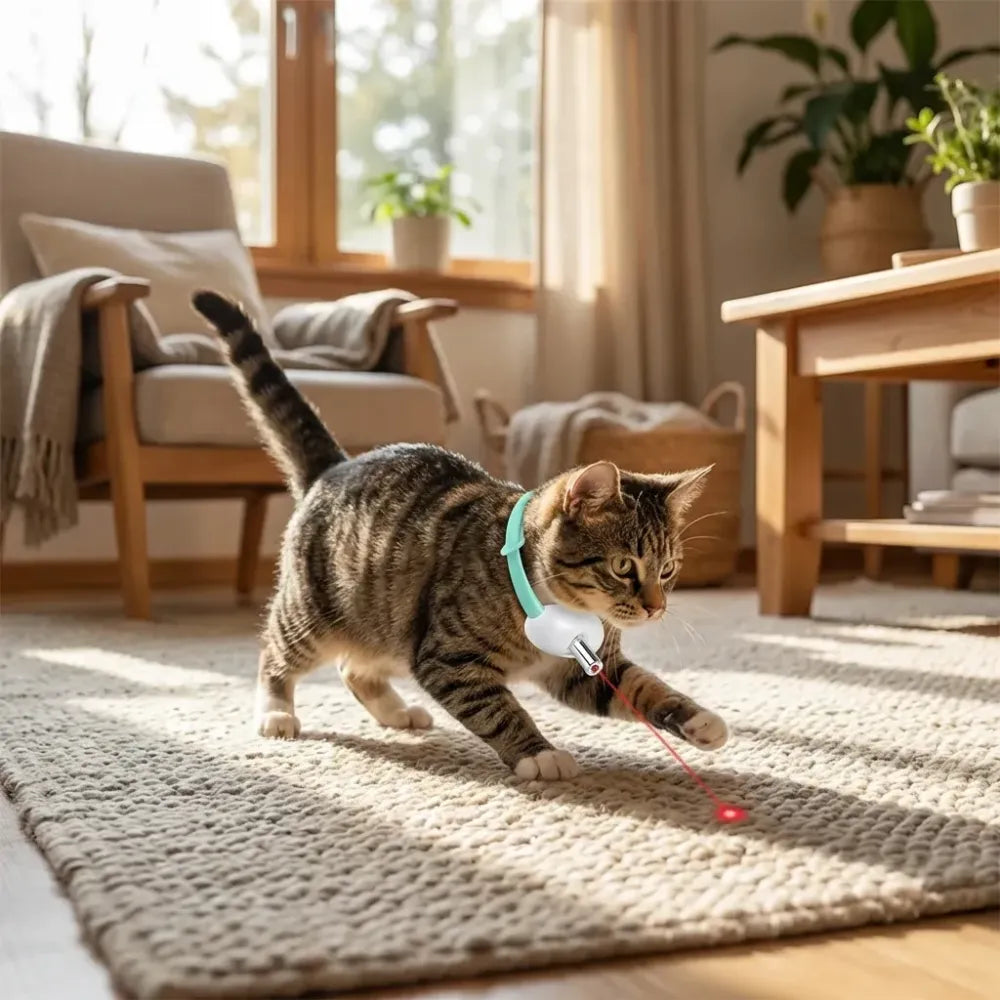 Pet laser collar self teasing toy