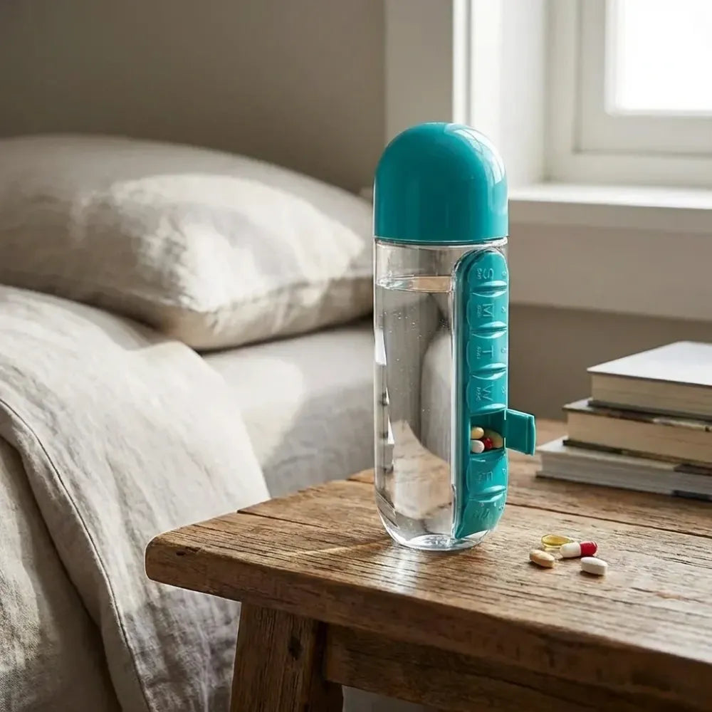Pill organizer water bottle - home & kitchen