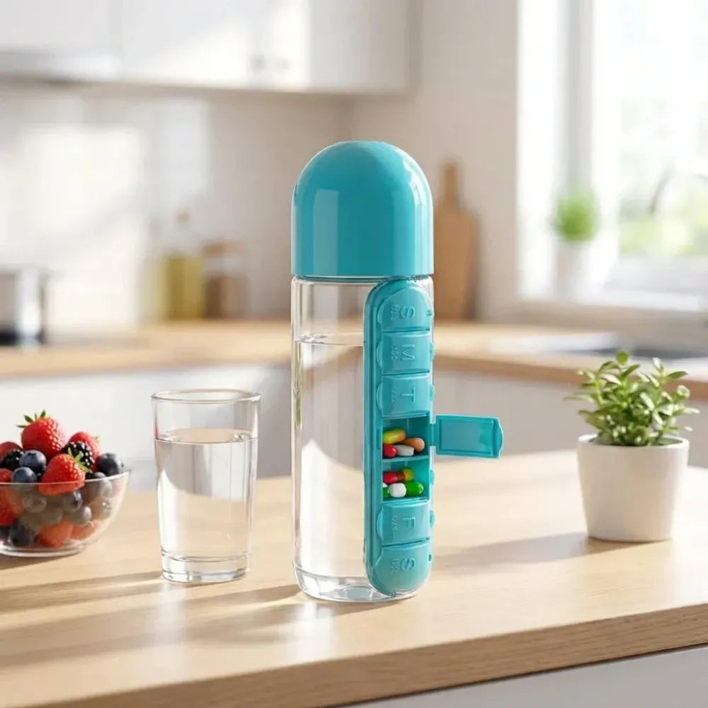 Pill organizer water bottle - home & kitchen