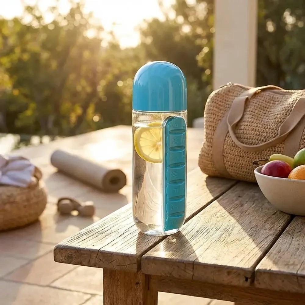 Pill organizer water bottle - home & kitchen