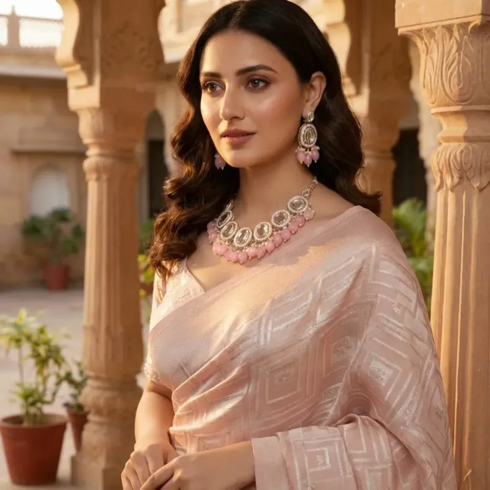 Pink meenakari kundan jewelry set - jeweller set