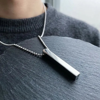Plain stick shape locket with chain stainless steel necklace (1 pc) - bracelets