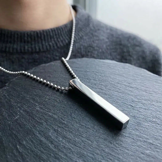 Plain stick shape locket with chain stainless steel necklace (1 pc) - bracelets