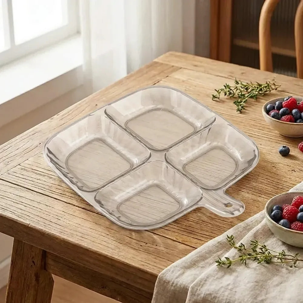 Plastic kitchen trays for serving (4 compartment 1 pc) - home &