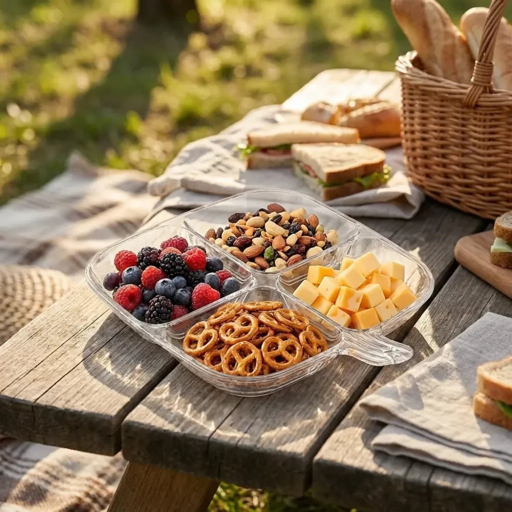 Plastic kitchen trays for serving (4 compartment 1 pc) - home &