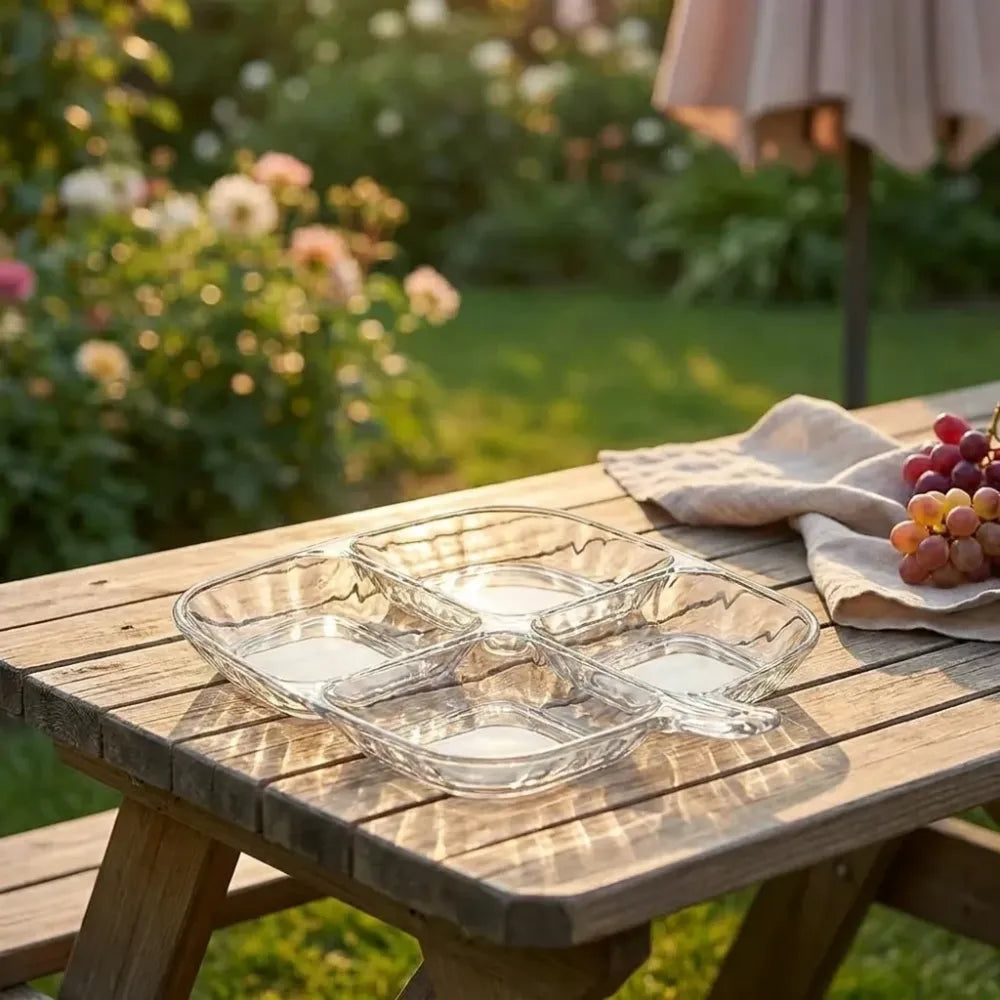 Plastic kitchen trays for serving (4 compartment 1 pc) - home &