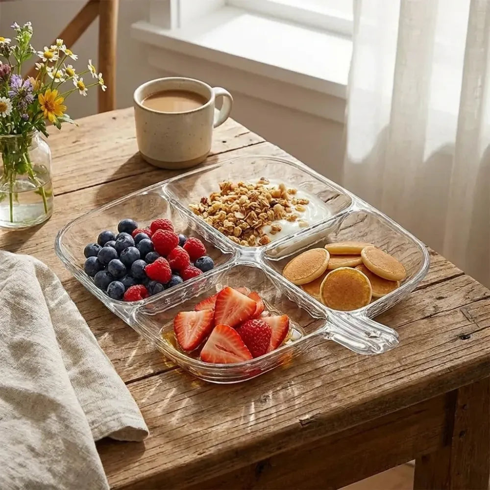 Plastic kitchen trays for serving (4 compartment 1 pc) - home &