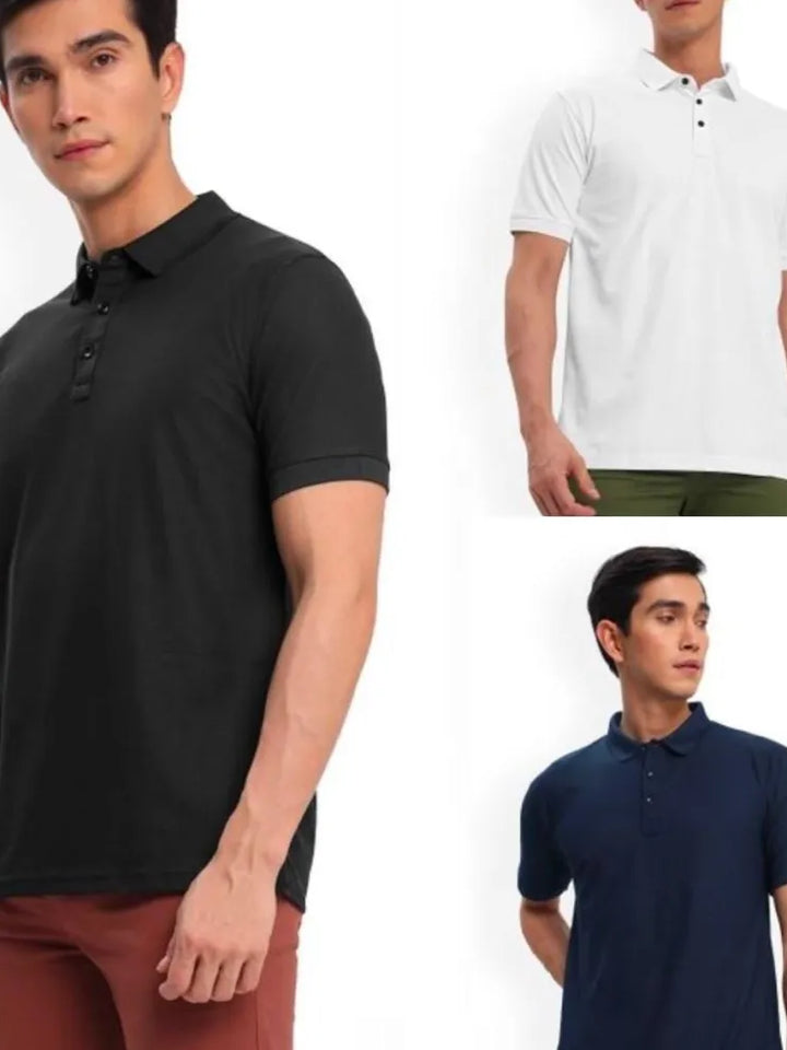 Poly Cotton Solid Half Sleeves Mens Polo T-shirt (Pack of 3)