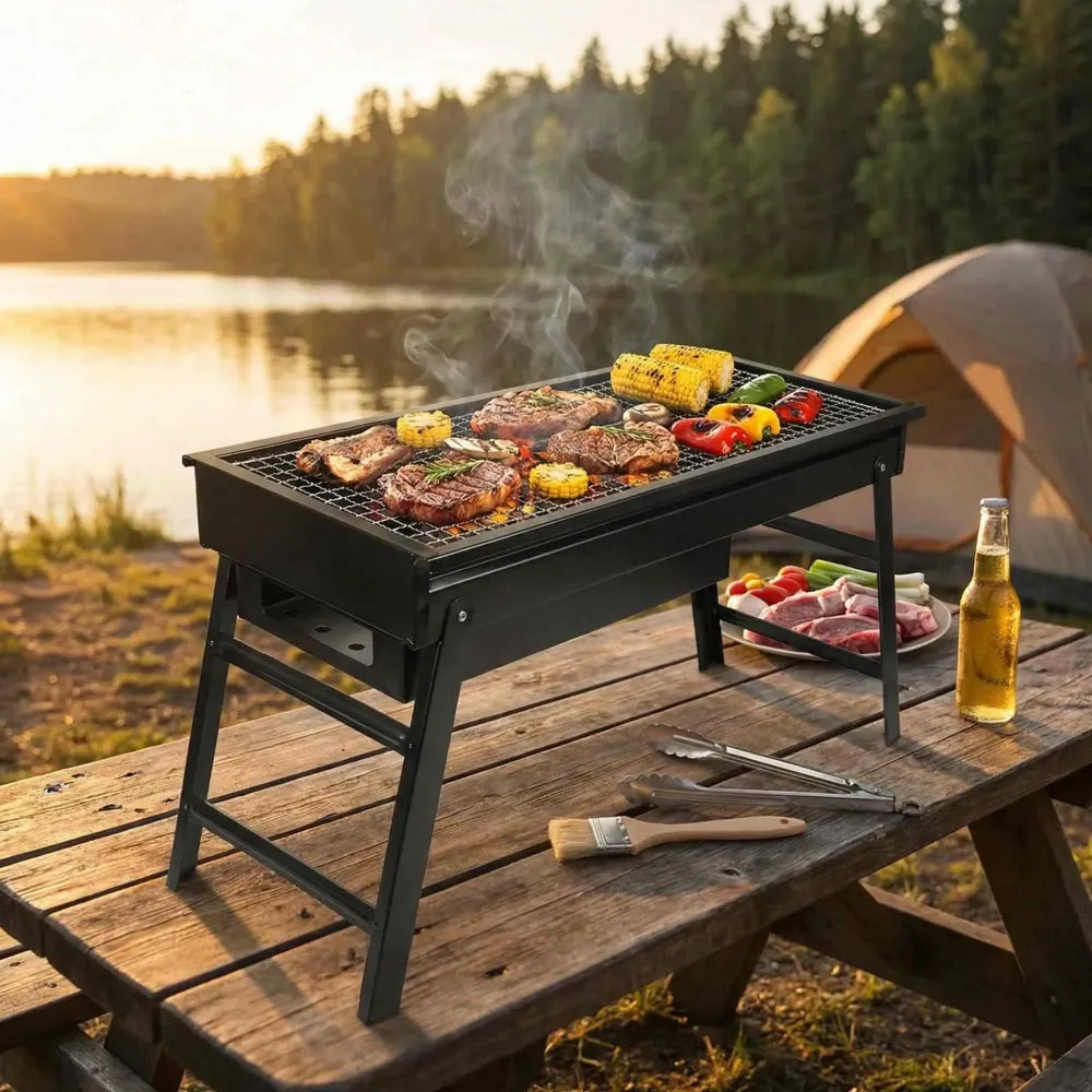 Portable bbq grill set – foldable - home & kitchen