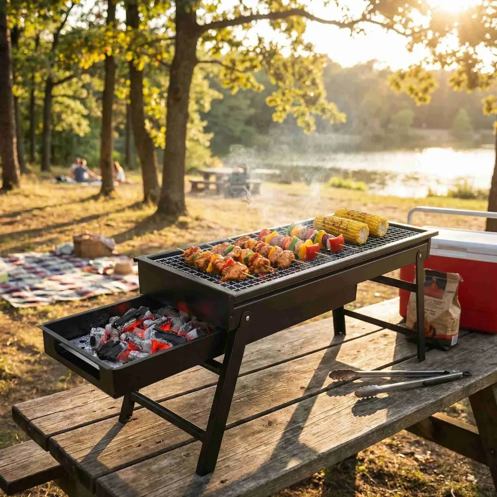 Portable bbq grill set – foldable - home & kitchen