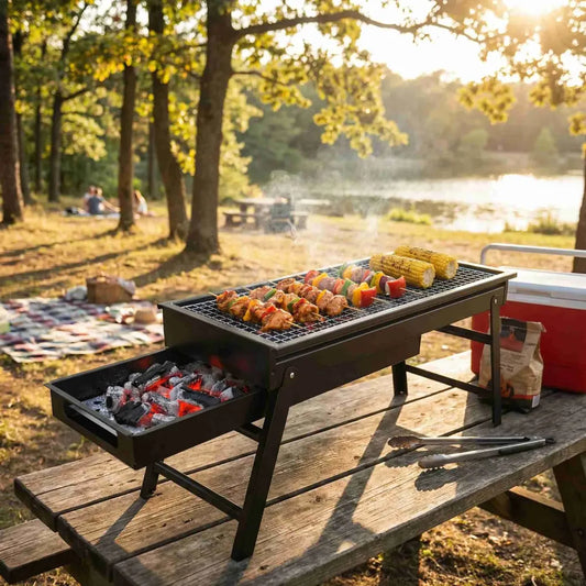 Portable bbq grill set – foldable - home & kitchen