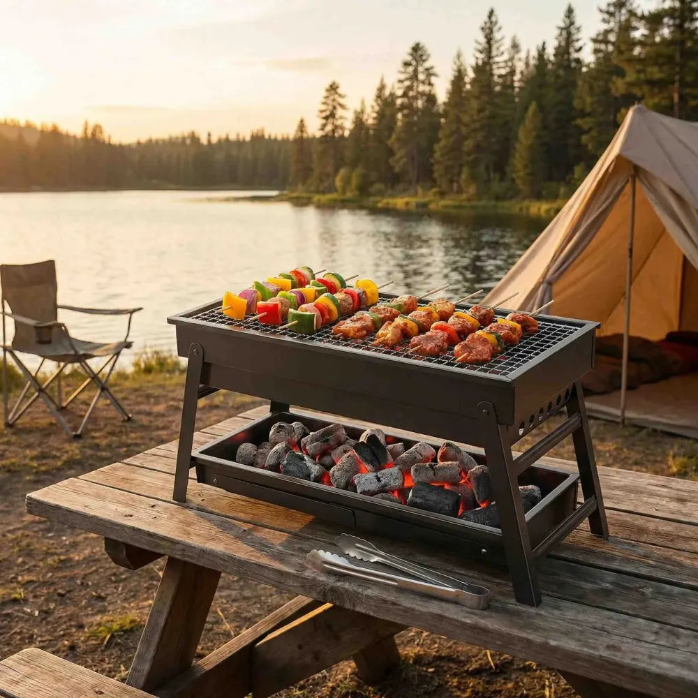 Portable bbq grill set – foldable - home & kitchen