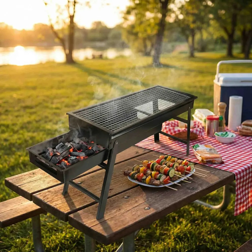 Portable bbq grill set – foldable - home & kitchen
