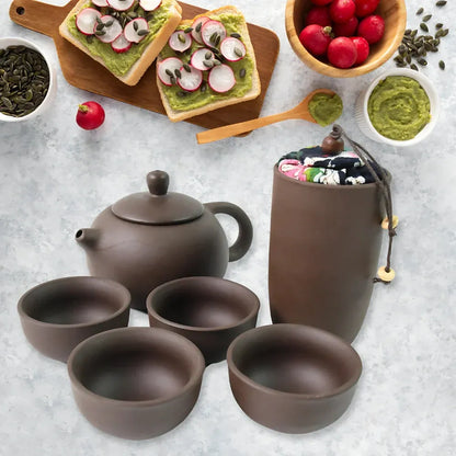 Portable ceramic tea set - home decor