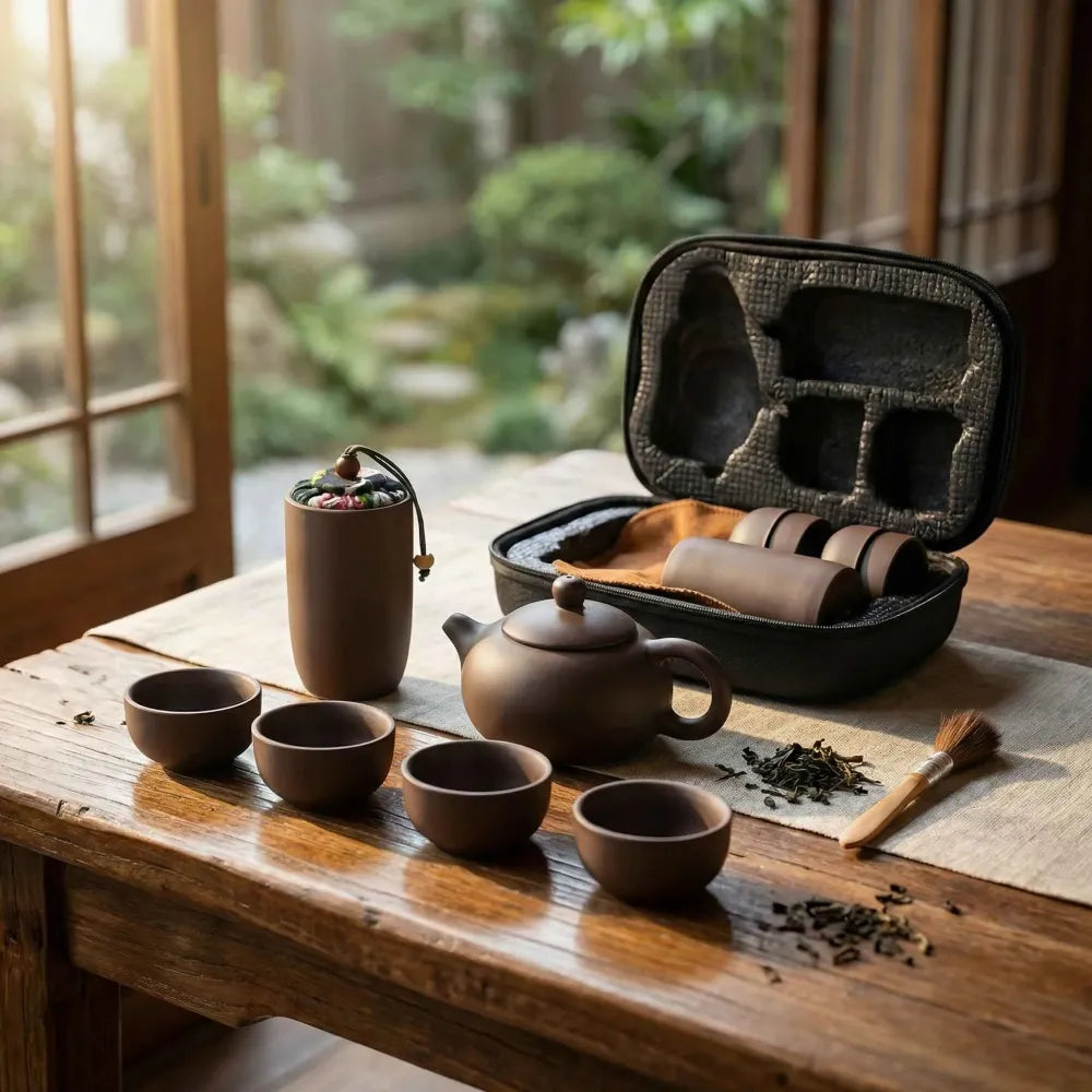 Portable ceramic tea set - home decor