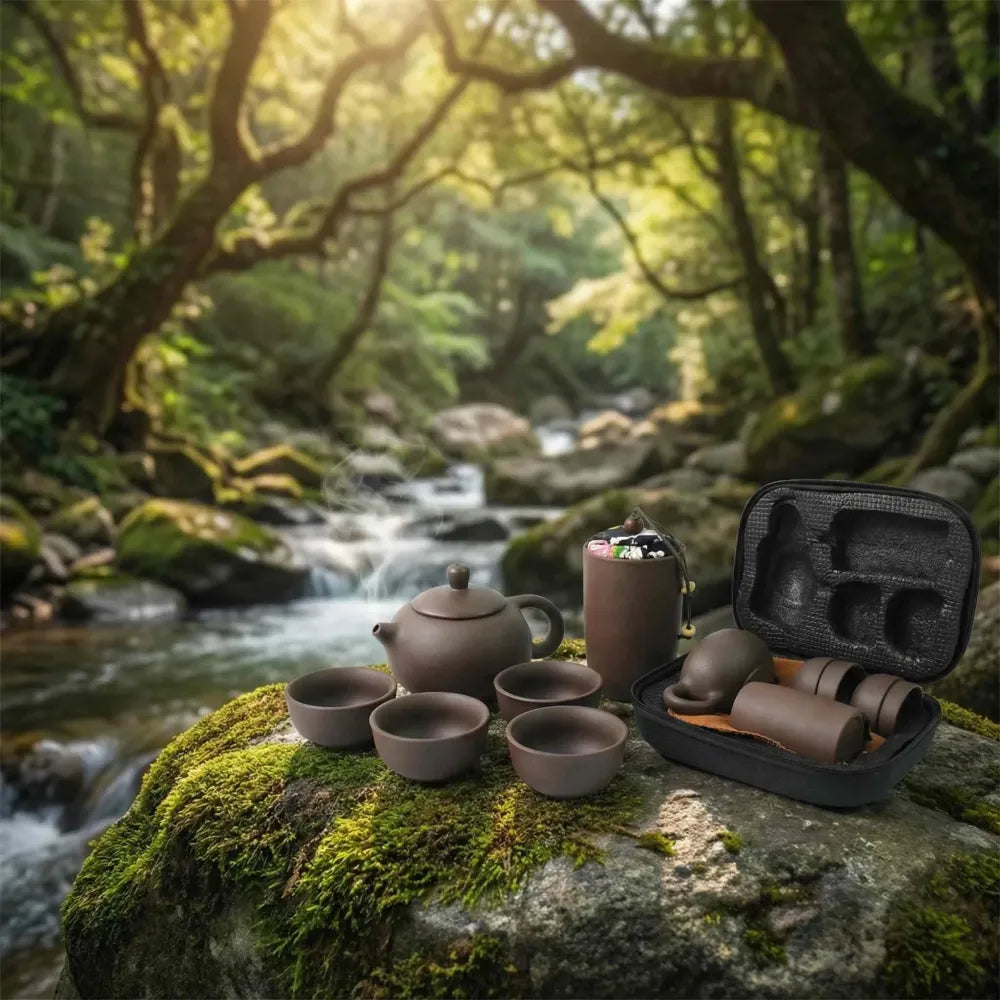 Portable ceramic tea set - home decor