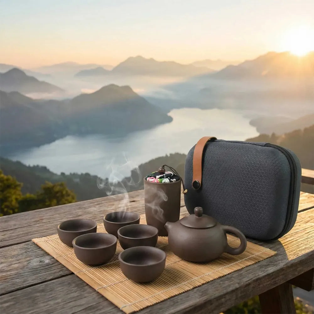 Portable ceramic tea set - home decor