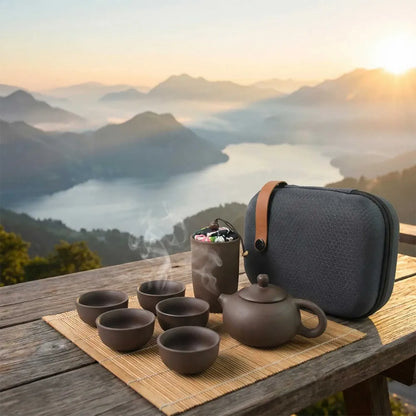 Portable ceramic tea set - home decor