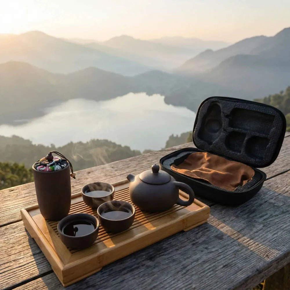 Portable ceramic tea set - home decor