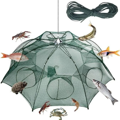 Portable folding fishing net