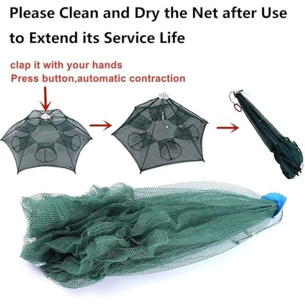 Portable folding fishing net