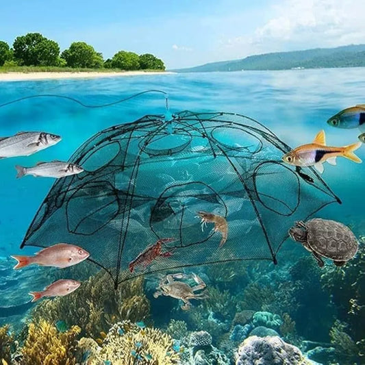 Portable folding fishing net