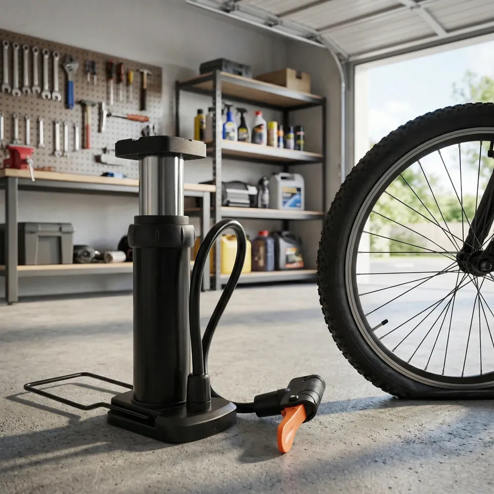 Portable foot-activated bike pump - automotive