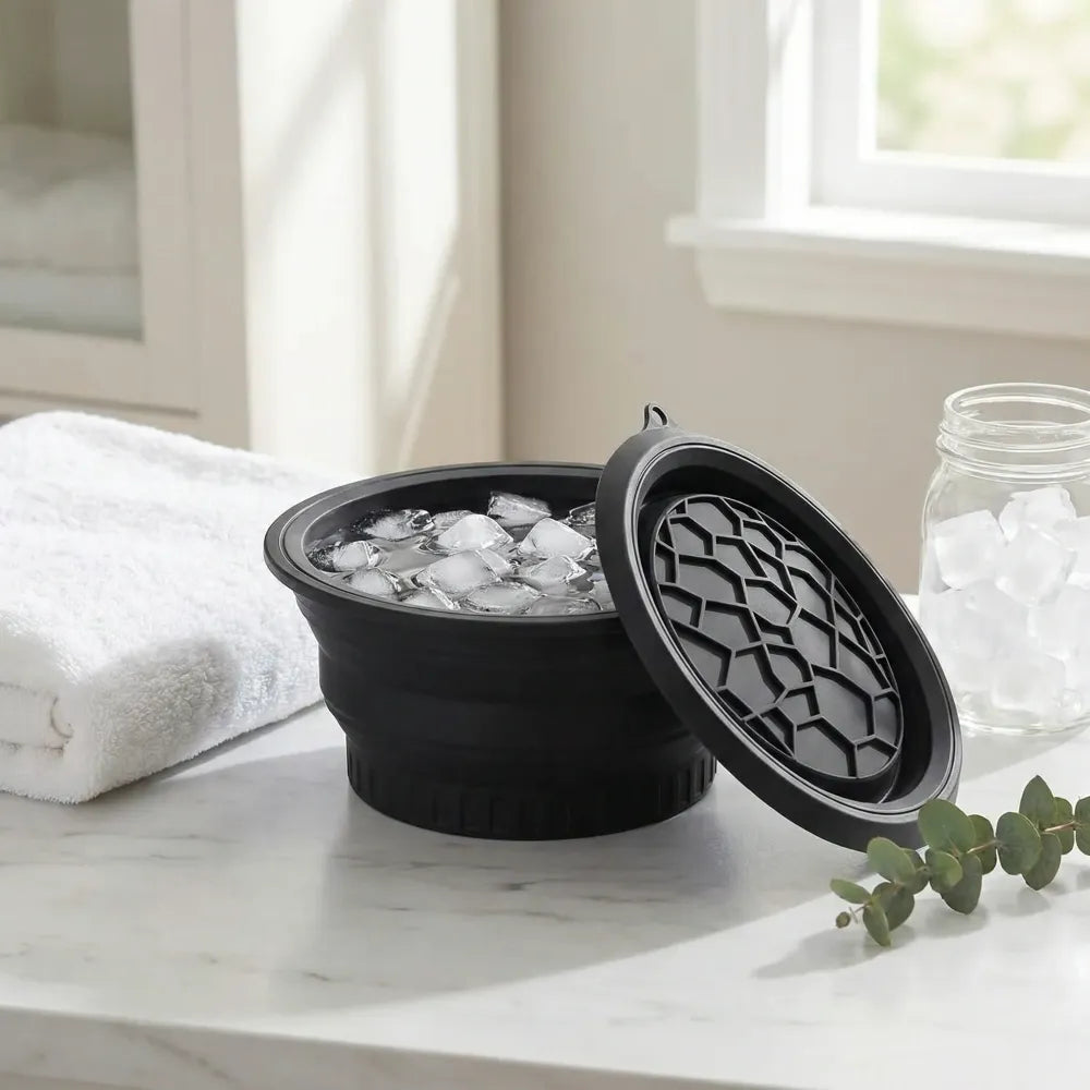 Portable ice face bowl for puffiness relief