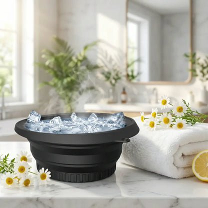 Portable ice face bowl for puffiness relief