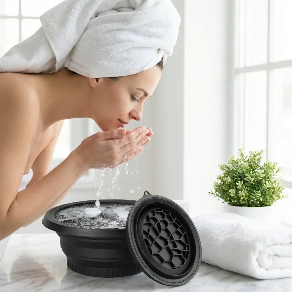 Portable ice face bowl for puffiness relief