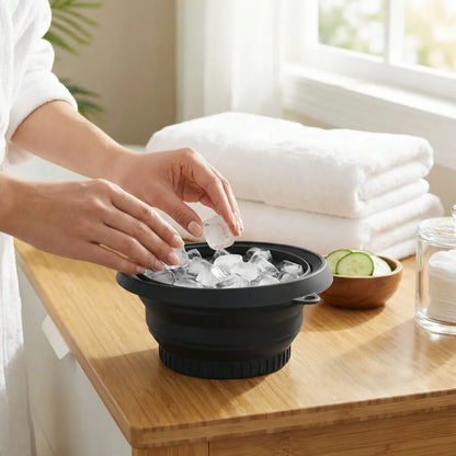Portable ice face bowl for puffiness relief