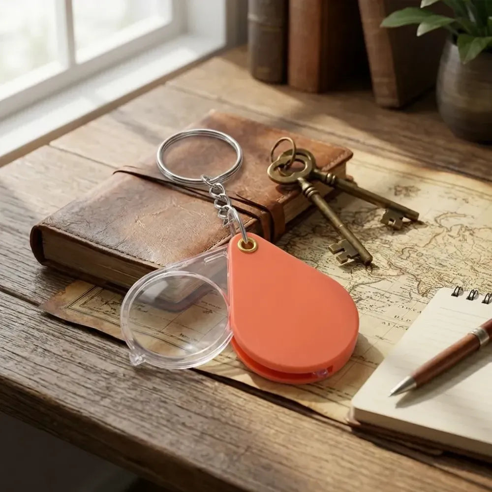 Portable keychain magnifier glass - office