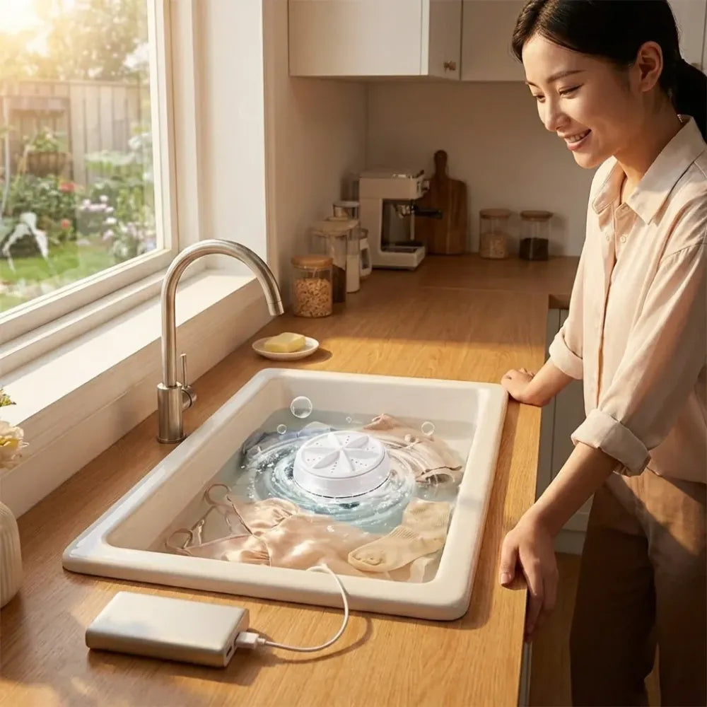 Portable mini washing machine ultrasonic turbine washer