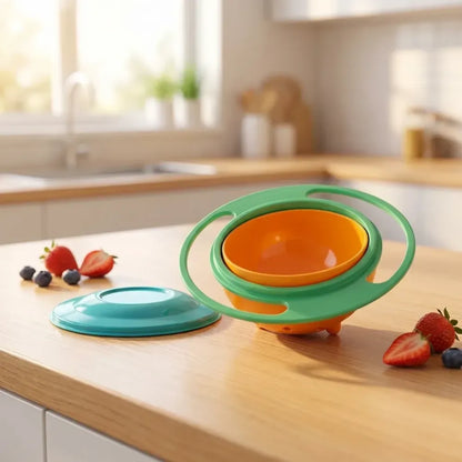 Portable non spill feeding toddler gyro bowl 360 degree rotating dish - home & kitchen