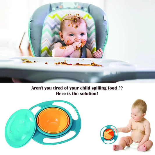Portable non spill feeding toddler gyro bowl 360 degree rotating dish - home & kitchen
