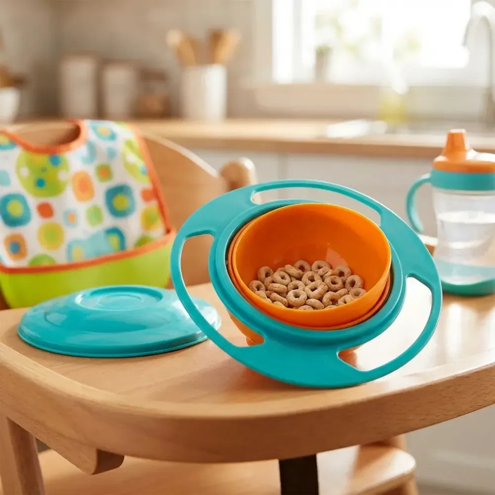 Portable non spill feeding toddler gyro bowl 360 degree rotating dish - home & kitchen