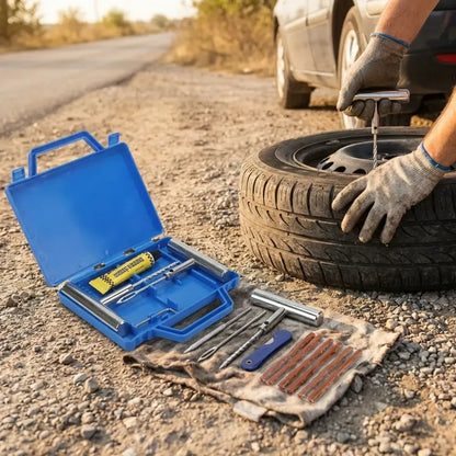 Portable tubeless tire repair kit - automotive