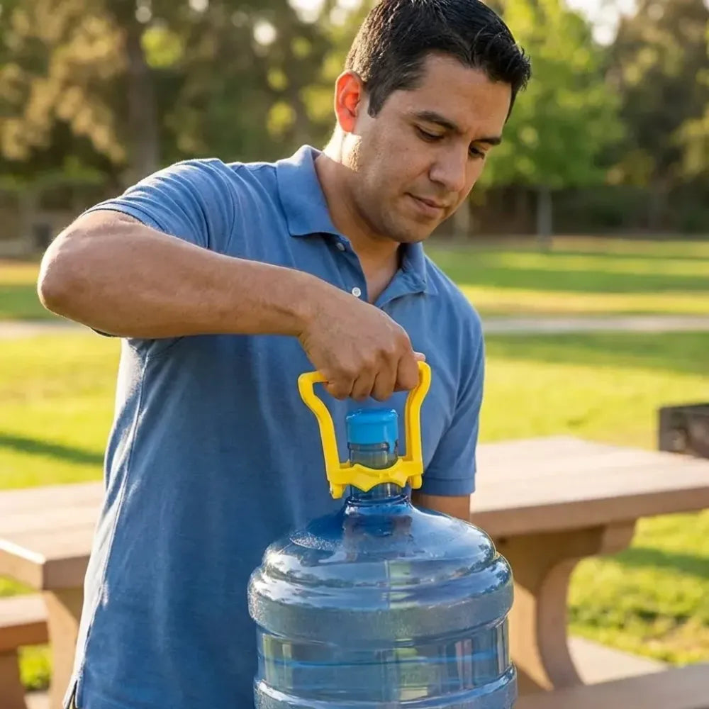 Portable water bottle handle