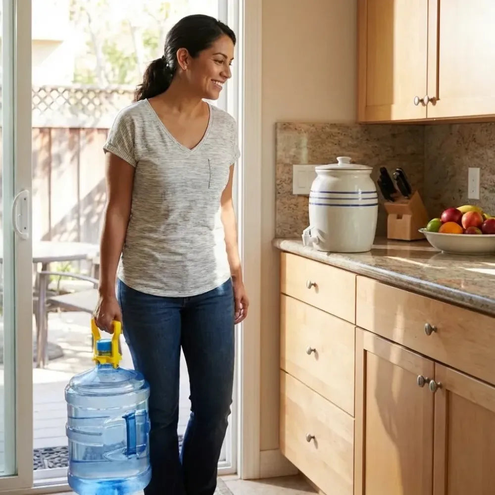 Portable water bottle handle