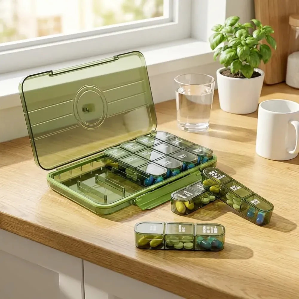 Portable weekly pill organizer - health care