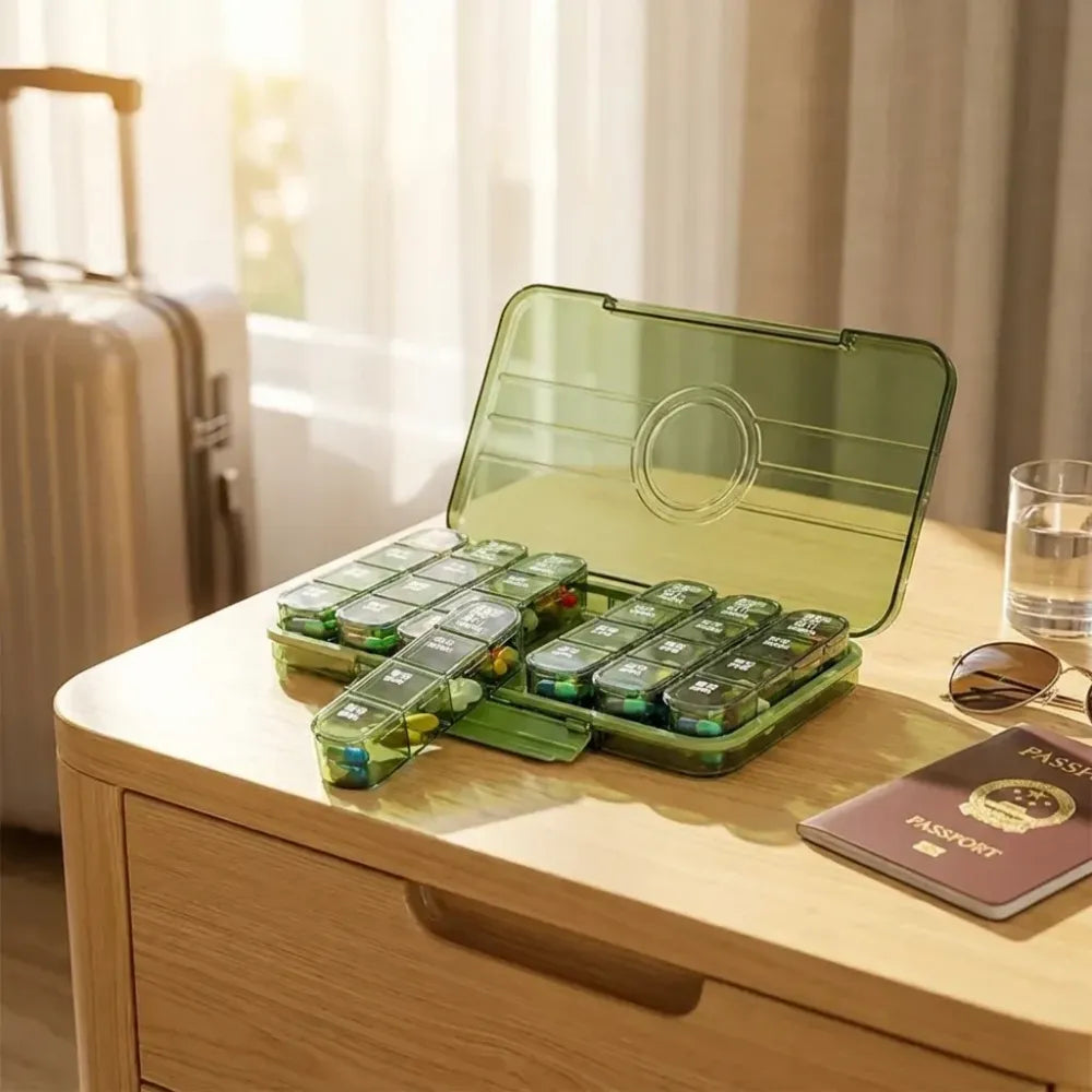 Portable weekly pill organizer - health care