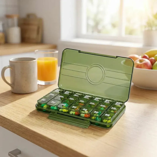 Portable weekly pill organizer - health care