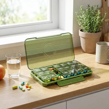 Portable weekly pill organizer - health care